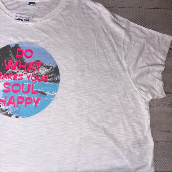 Old Navy Size 3X Sea Salt "Do What Makes Your Soul Happy" Short Sleeve Top NWT! - Picture 3 of 12